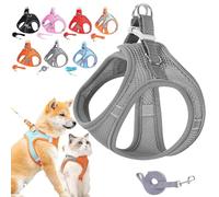 Stimulicat Cat Harness, Stimuli Cat Harness With Escape Proof Soft Mesh Vest&Reflective Safety Strips, Pet Walking Vest Suitable For Most Pet Sizes (Gray,S【脖围36-44cm】)