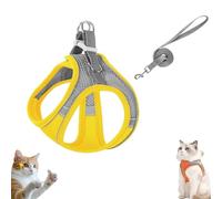 Stimulicat Cat Harness, Stimulicat Adjustable Soft Mesh Vest with Reflective Safety Strips, Double Fixation on The Neck and Chest,Escape Proof for Cat (Yellow, XXS (recommended 4-6 catties))