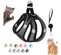 Stimulicat Cat Harness, Stimulicat Cat Harness and Leash Escape Proof for Outdoor Cats, Adjustable Mesh Vest With Reflective Safety Strips,Suitable for Most Pet Sizes (Black,XS 3-4.5KG)