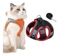 Stimulicat Cat Harness, Stimulicat Harness Adjustable Soft Mesh Vest with Reflective Safety Strips, Allowing Cats to Safe and Stress-Free (Black+Red, S)