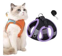 Stimulicat Cat Harness, Stimulicat Harness Adjustable Soft Mesh Vest with Reflective Safety Strips, Allowing Cats to Safe and Stress-Free (Black+Purple, S)