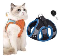 Stimulicat Cat Harness, Stimulicat Harness Adjustable Soft Mesh Vest with Reflective Safety Strips, Allowing Cats to Safe and Stress-Free (Black+Blue, L)