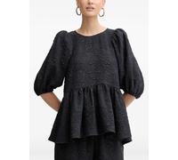 Stine Goya puffed-sleeve floral-effect top - Blue XS-S