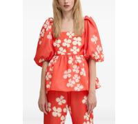 Stine Goya square-neck floral-pattern blouse - Red S-M