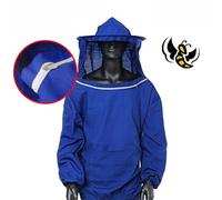 Sting-Proof Beekeeper Suit for Adults - Ventilated Protective Jacket + Black Mesh Veil Hat, Lightweight Cotton Blend, Adjustable Waist & Wrist Seals