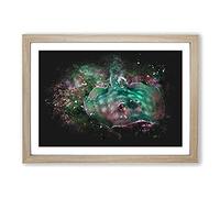 Sting Ray Paint Splash Framed Print | A2 Oak Framed Wall Art | Ready to Hang | Modern Nature Picture | Living Room Bedroom Lounge Office
