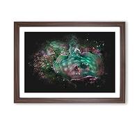 Sting Ray Paint Splash Framed Print | A2 Walnut Framed Wall Art | Ready to Hang | Modern Nature Picture | Living Room Bedroom Lounge Office