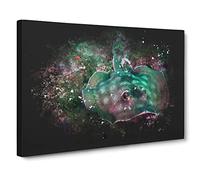 Sting Ray Paint Splash Modern Art Canvas Wall Art Print Ready to Hang, Framed Picture for Living Room Bedroom Home Office Décor, 24x16 Inch (60x40 cm)