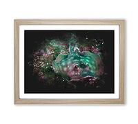 Sting Ray Paint Splash Modern Art Framed Print | A3 Oak Framed Wall Art | Ready to Hang | Modern Nature Picture | Living Room Bedroom Lounge Office