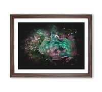 Sting Ray Paint Splash Modern Art Framed Print | A3 Walnut Framed Wall Art | Ready to Hang | Modern Nature Picture | Living Room Bedroom Lounge Office