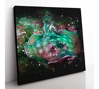 Sting Ray Paint Splash Modern Canvas Wall Art Print Ready to Hang, Framed Picture for Living Room Bedroom Home Office Décor, 35x35 cm (14x14 Inch)