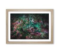 Sting Ray Painting Framed Print | A2 Oak Framed Wall Art | Ready to Hang | Modern Historical Picture | Living Room Bedroom Lounge Office