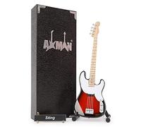 Sting (The Police): Bass - Miniature Guitar Replica - Music Gifts - Handmade Ornamental 1/4 Scale - Includes a Display Box, Name Tag and Miniature Stand