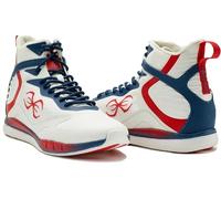 STING Viper Boxing Shoes 2.0, Lightweight and Durable Boxing Gear, Unisex Boxing Equipment for Better Movement, Breathability, and Support, White/Red/Blue, 4 UK