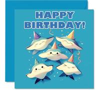 Stingray Birthday Cards for Her Him - Party Animals Pyramid - Happy Birthday Card for Mum Dad Brother Sister Auntie Uncle Cousin Friend Family Colleague 145mm x 145mm Bday Greeting Cards