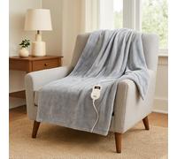 STINGRAY Electric Heated Throw Blanket 160x120cm - 8 Heat Settings & Timer - Super Soft Flannel Fleece - Fast Heat Up - Overheat Protection - Machine Washable - Grey