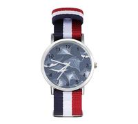 Stingray Fish Woven Strap Watch Multicolor Wristwatch Easy Reader Analog Watches for Men Women Birthday Gift