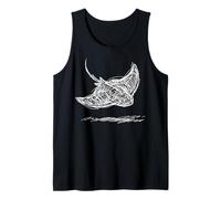 Stingray Line Art Sting Ray Scuba Diver Snorkeler Tank Top