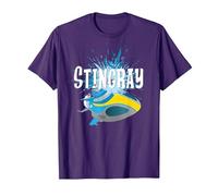 Stingray Submarine Water Splash T-Shirt, Men, Purple, Large