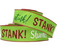 Stink! Stank! Stunk! Wired Christmas Ribbon for Wreaths, Bows, Crafts, and Decorations (Lime, Green, Red, White, 2.5" x 33.33 Yards (100' Feet))
