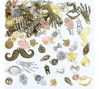 stino 100 G Mixed Style Metal Charms for Jewelry Making, Bulk Silver & Gold Plated, for Bracelet, Necklace, Earrings DIY Crafts, S, alloy, No Gemstone