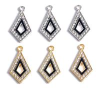 stino 40 Pieces Rhinestone Charms, Turtle Heart & Rhombus Jewelry Making Supplies, Gold & Silver Crystal Pendants, S, Rhinestone Alloy Steel, No Gemstone
