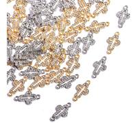 stino Cross Charms Jewelry Making Pendants, 50 Pieces Gold & Silver, Pearl & Rhinestone, S, Enamel, No Gemstone