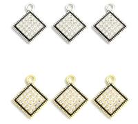 stino Rhinestone Charms, 40 Pieces Turtle Heart & Rhombus Jewelry Making Supplies, Gold & Silver Crystal Pendants, S, Rhinestone Alloy Steel, No Gemstone