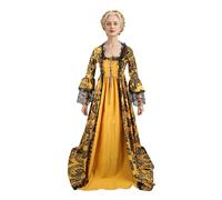 STIOEDYUAN Women's Medieval Queen Vitorian Dress Gothic Ball Gown Renaissance Royal Halloween Fancy Costume (Gold, M)