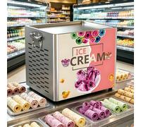 Stir-Fried Ice Cream Roll Machine, 12" X 9.5" Pans, 330W Commercial Rolled Ice Cream Maker with 2 Scrapers, for Dessert Shop & Home