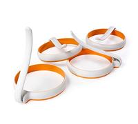 STIRLEX 4" Egg Rings Set, 4-Pack, Round Silicone Fried Egg Ring Molds, Molds for Pancakes, Hamburger Patty Maker, Egg Ring for Camping and Griddle Grill - (White)