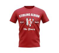 Stirling Albion Men's Personalised Established Football T-Shirt in Red | Size: Medium Stirling Albion Red M