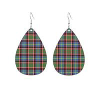 Stirling & Bannockburn District Plaid Lynch Tartan Navy Blue Plaid Women Earrings Waterdrop Shaped Fashionable Accessories