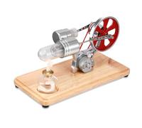 Stirling Engine Kit,16x8.5x9.5cm Mini Hot Air Steam Engine Model Building Kits, Single Cylinder Stirling Engine Electricity Generator Motor Model with Colorful LED Light, School Education Science Kits