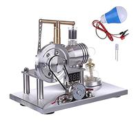 Stirling Engine Kit, External Thermal Power Demonstrator with LED Light, Miniature Building Kits for School Science Supplies, Suitable for Children Adults Collectors and Enthusiasts