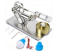 Stirling Engine Kit, Mini Hot Air Single Cylinder Steam Engine Model Building Kits, Electricity LED Generator Motor Model Science Education Kit for Kids Students, Birthday, Christmas, New Year Gift