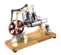 Stirling Engine, Low Temperature Stirling Engine Model, Cylinder Balance Stirling Engine Kit with Oak Baseplate and Drip Craftsmanship for Educational Displays and Children Entertainment (Silver)