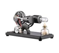 Stirling Engine Model Black Metal Wood Base Ready to Use Educational Toy Anti Slip Sponge Pad