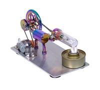 Stirling Engine Model Electricity Generator with Bulb Six-pointed Star Pattern Flywheel DIY Educational Science Experiment Tool Zinc Alloy Base for Teacher Adults