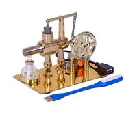 Stirling Engine Model Electricity Generator with LED Bulb Six-pointed Pattern Flywheel DIY Educational Science Experiment Tool Zinc Alloy Base for Teacher Adults Kids