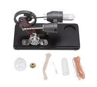Stirling Engine Model Kit Black High Performance Physical Science Experiment Toy with Electricity Power Generator for Kids Adults Classroom Demonstration Zinc Alloy Glass Grey