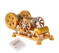 Stirling Engine Model Kit, CNC Aluminum Alloy "Flame Eater" Vacuum Stirling Engine with Brass Cylinder, Anodized Gold Physics Science Model & Educational Desk Decor