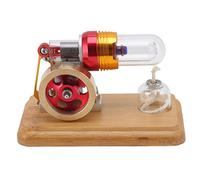 Stirling Engine Model Kit Piston Physics Science Experiment Toy for Children Science Projects and Birthday Gifts Aluminium Alloy Glass 11x6.4x6.5cm