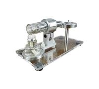 Stirling Engine Model Kit That Works, Beta Type Hot Air Horizontal Metal Flywheel Stirling Engine Generator with Wooden Base for Physics Science Experiment Demonstration