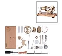 Stirling Engine Model Kit That Works, Bronze DIY Gamma Shape Stirling Engine Kit with Generator & LED Lights, Science Experiment & Physics Educational Kit for Adults