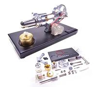 Stirling Engine Model Kit That Works, DIY Metal Stirling Engine Generator Kit with 4 LED Lights & Black Metal Base for Physics Science Experiment Demonstration