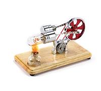 Stirling Engine Model Kit That Works, Gamma Type Hot Air Stirling Engine Generator Model with LED Light for Physics Science Experiment Demonstration