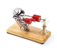 Stirling Engine Model Kit That Works, Gamma Type Hot Air Stirling Engine Generator Model with LED Light for Physics Science Experiment Demonstration