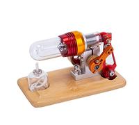 Stirling Engine Model Kit That Works, Mini Free Piston Hot Air External Combustion Engine with Quartz Glass Tube for Physics Science Experiment Demonstration