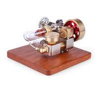 Stirling Engine Model Kit That Works, Mini Hot Air Stirling Engine Model with Speed Control Knob & Wooden Base for Physics Science Experiment Demonstration
